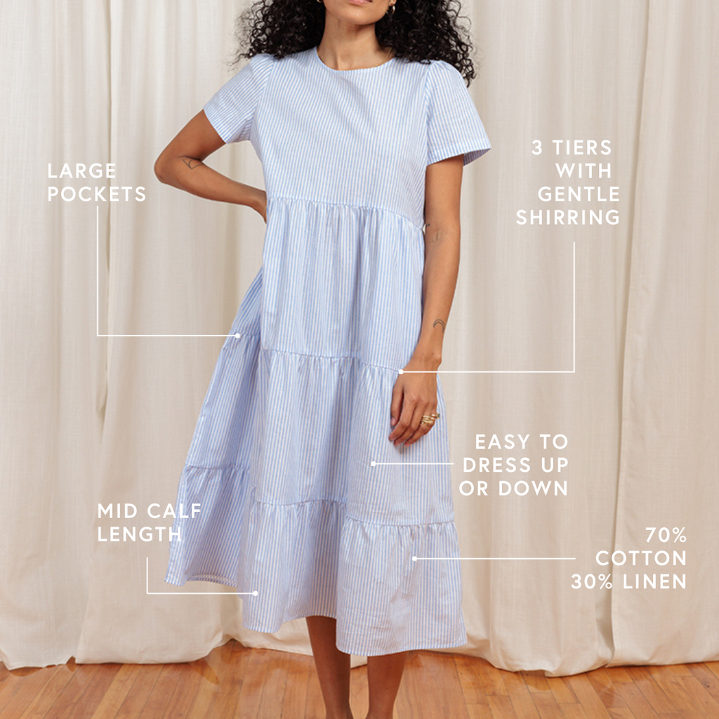 Chalet Tiered Dress Cotton Linen (Clearance)