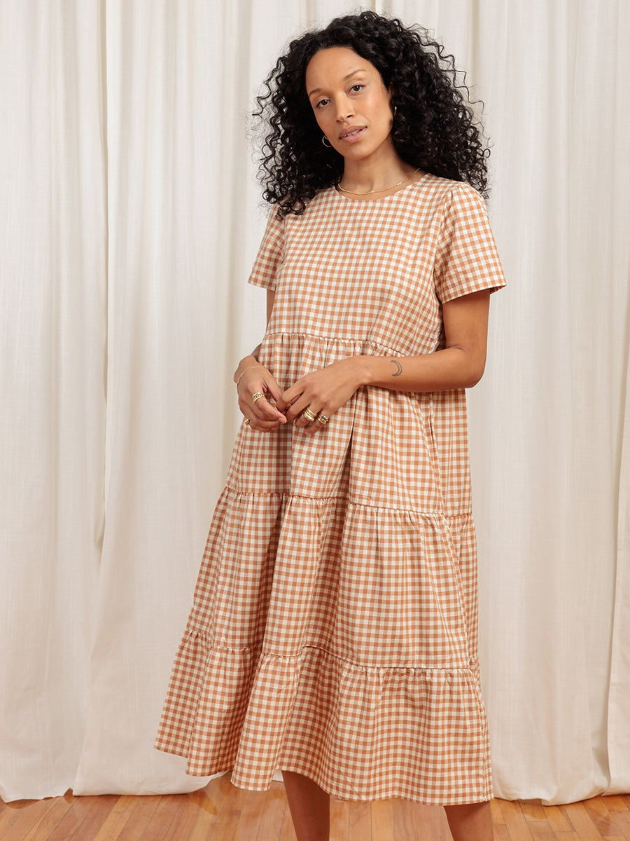 Chalet Tiered Dress Cotton Linen (Clearance)